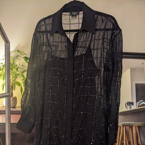 ANTHROPOLOGIE Black Sequin Collard Dress (Size S)